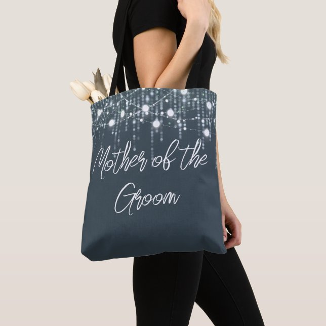 Purple & White Hanging Lights Mother of the Groom Tote Bag (Close Up)