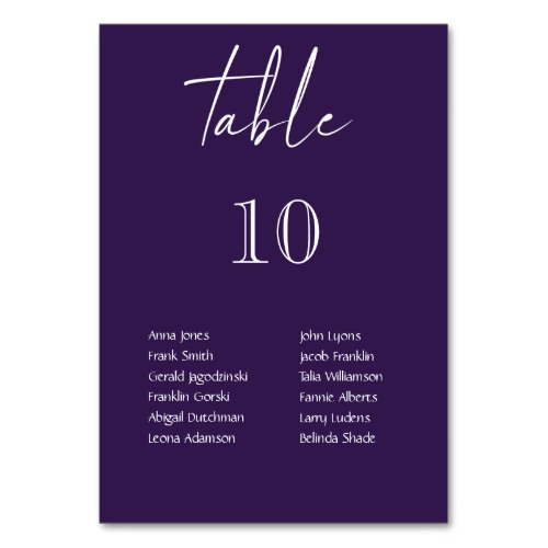 Purple  White Hanging Lights Personalized Wedding Table Number