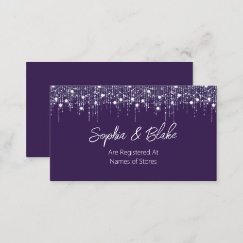 Purple  White Hanging Lights Wedding Registry Enclosure Card