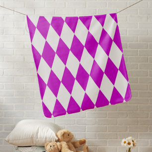 Purple White Harlequin Diamonds Checkers Design Baby Blanket