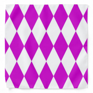 Purple White Harlequin Diamonds Checkers Design Bandana
