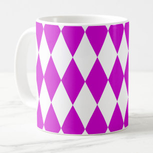 Purple White Harlequin Diamonds Checkers Design Coffee Mug