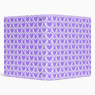 Purple White Hearts Pattern 3 Ring Binder