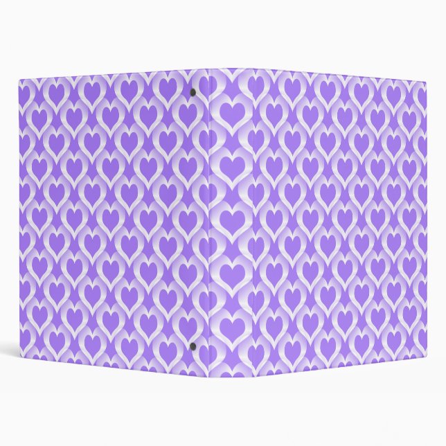 Purple White Hearts Pattern 3 Ring Binder (Background)