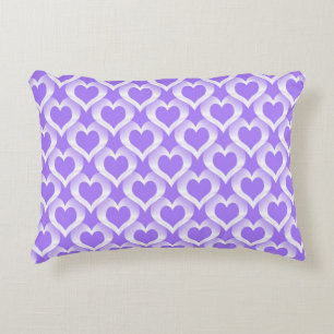 Purple White Hearts Pattern Accent Pillow