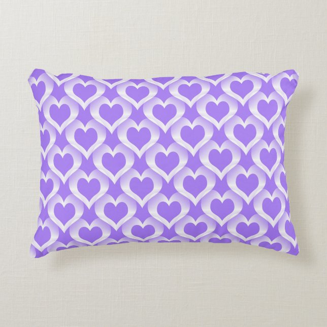 Purple White Hearts Pattern Accent Pillow (Front)