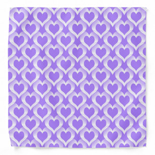 Purple White Hearts Pattern Bandana