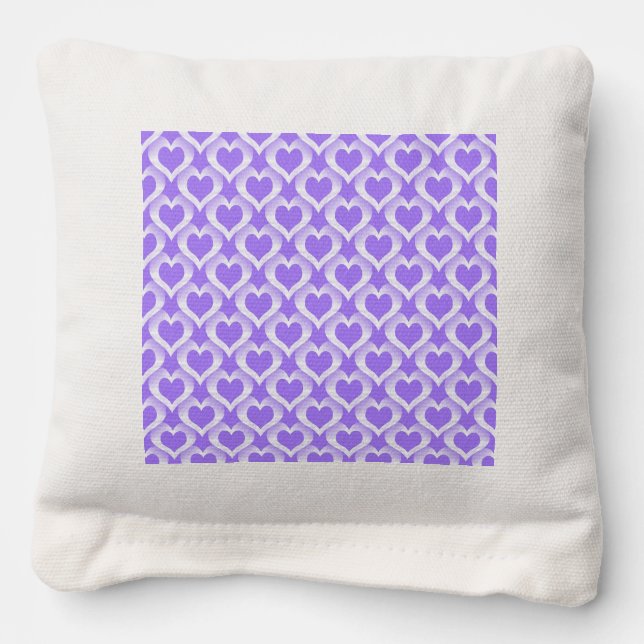 Purple White Hearts Pattern Cornhole Bags (Front)