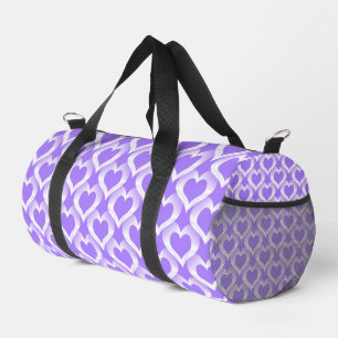 Purple White Hearts Pattern Duffle Bag