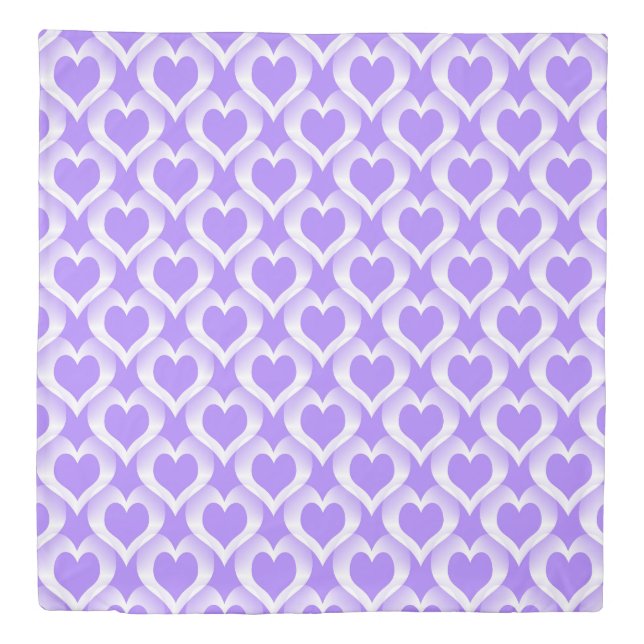 Purple White Hearts Pattern Duvet Cover (Front)