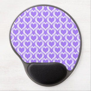 Purple White Hearts Pattern Gel Mouse Pad