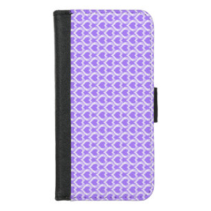 Purple White Hearts Pattern iPhone 8/7 Wallet Case