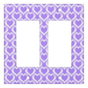 Purple White Hearts Pattern Light Switch Cover