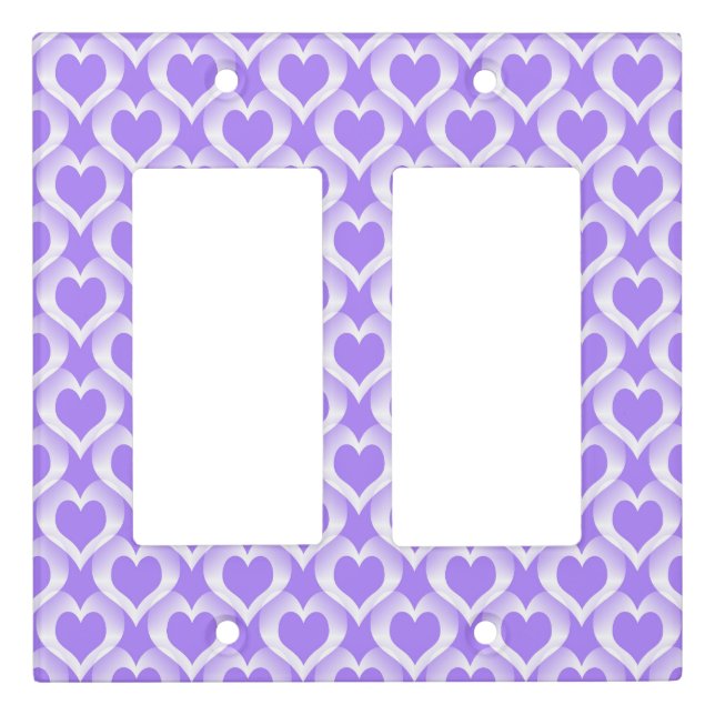 Purple White Hearts Pattern Light Switch Cover (Front)