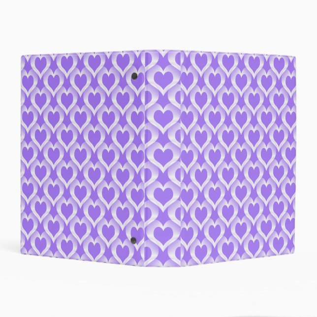 Purple White Hearts Pattern Mini Binder (Background)