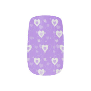 Purple & White Hearts Pattern Nail Wraps