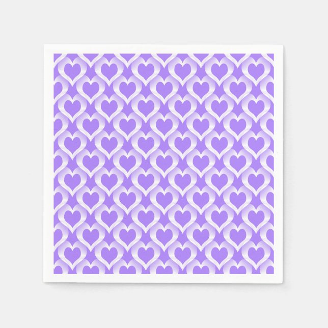 Purple White Hearts Pattern Napkins (Front)
