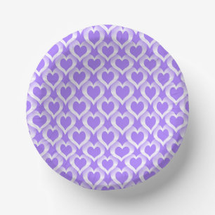 Purple White Hearts Pattern Paper Bowls