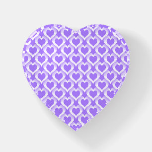 Purple White Hearts Pattern Paperweight