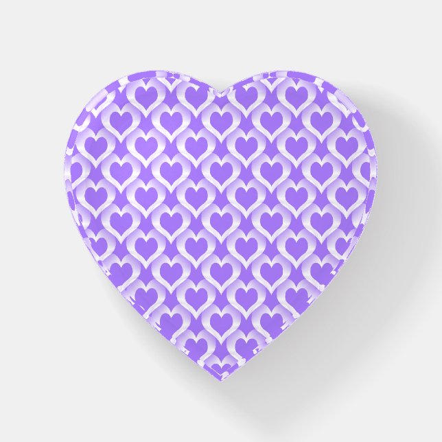 Purple White Hearts Pattern Paperweight (Front)
