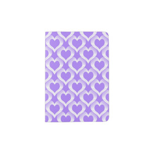 Purple White Hearts Pattern Passport Holder