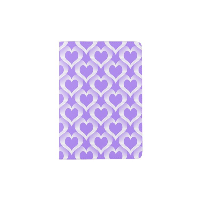 Purple White Hearts Pattern Passport Holder (Front)