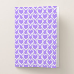 Purple White Hearts Pattern Pocket Folder