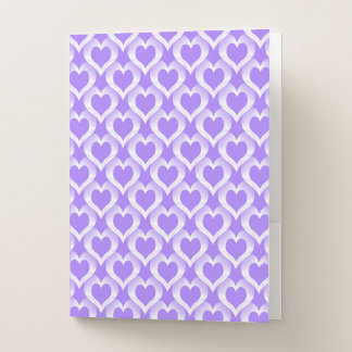 Purple White Hearts Pattern Pocket Folder