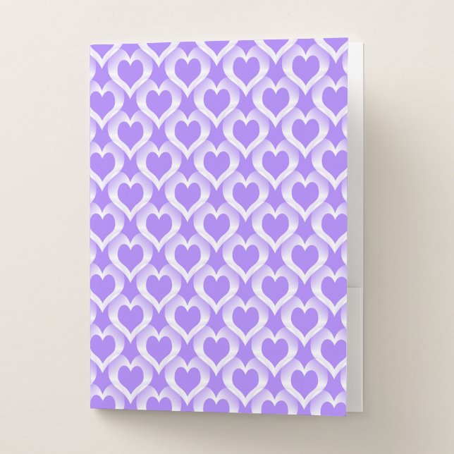 Purple White Hearts Pattern Pocket Folder (Front)