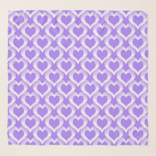 Purple White Hearts Pattern Scarf