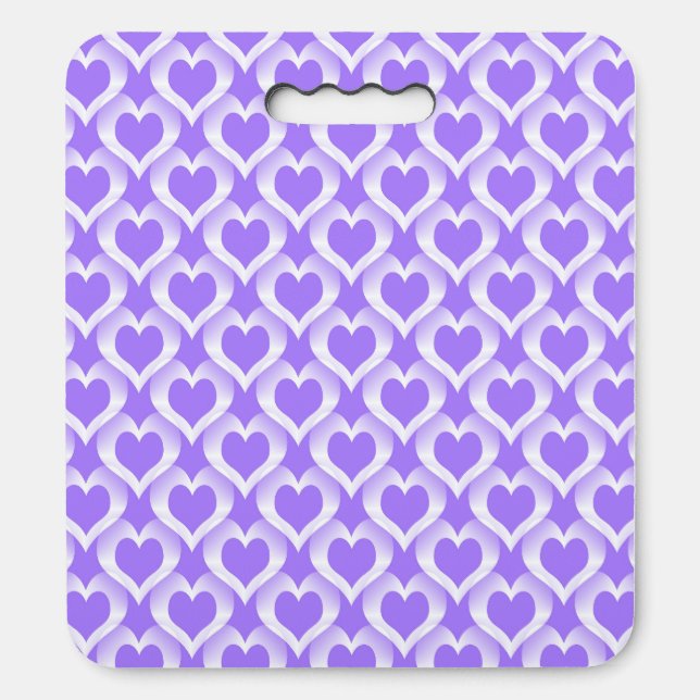 Purple White Hearts Pattern Seat Cushion (Front Vertical)