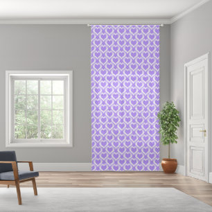 Purple White Hearts Pattern Sheer Curtains