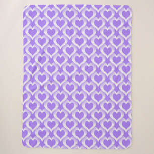Purple White Hearts Pattern Sherpa Blanket