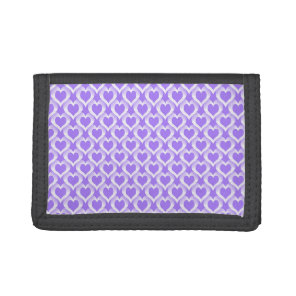 Purple White Hearts Pattern Tri-fold Wallet