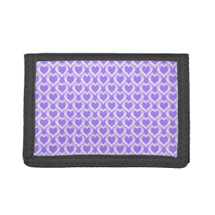 Purple White Hearts Pattern Tri-fold Wallet