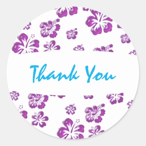 Purple White Hibiscus Flower Floral Party Sticker