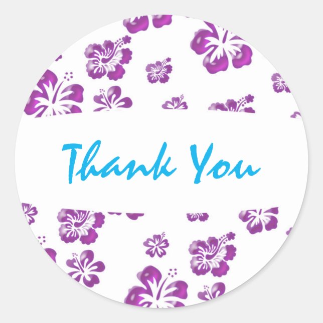 Purple White Hibiscus Flower Floral Party Sticker (Front)