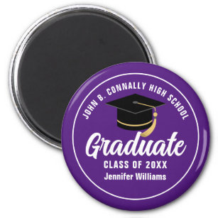 Purple White High School Graduate 2024 Graduation Magnet
