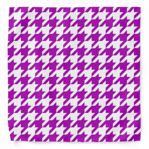 Purple White Houndstooth Check Bandana
