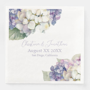 Purple & White Hydrangea Flowers Paper Dinner Napkins