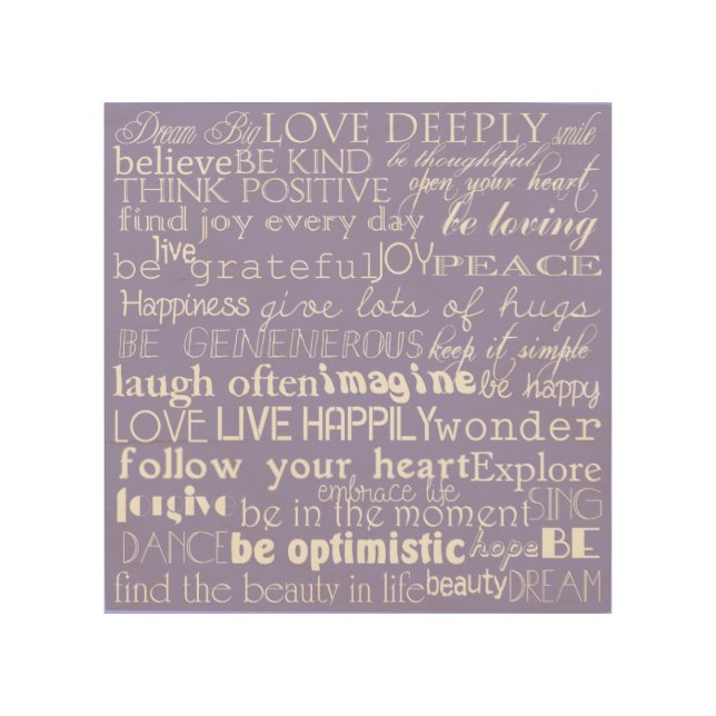 Purple White Inspirational Words Christmas Wood Wall Art (Front)