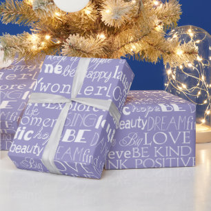 Purple White Inspirational Words Christmas Wrapping Paper