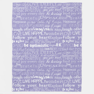 Purple White Inspirational Words Fleece Blanket