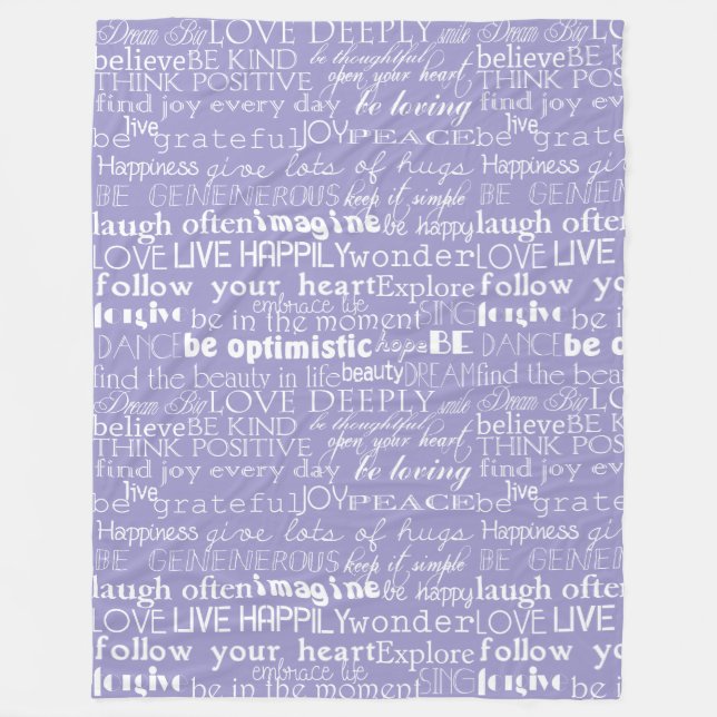 Purple White Inspirational Words   Fleece Blanket (Front)