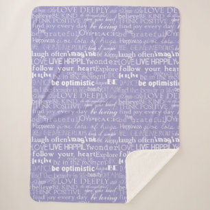Purple White Inspirational Words Sherpa Blanket