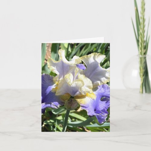 Purple  White Iris Personalized Greeting Card