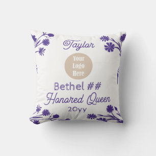 Purple White Job's Daughters Honored Queen Gift Throw Pillow