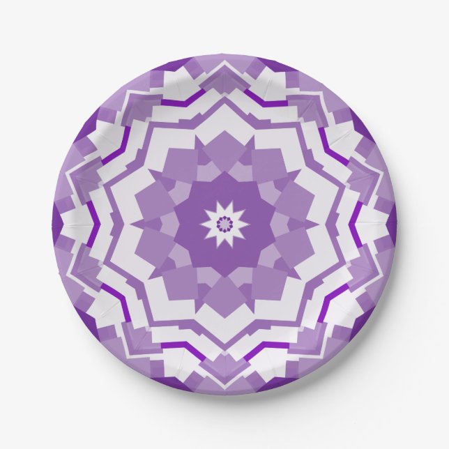 Purple/White Kaleidoscope Paper Plates (Front)