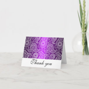 Purple & White Lace Paisley Thank You Note Cards