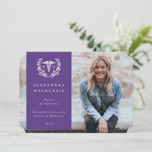 Purple + White Laurel Wreath Medical Degree Photo Announcement